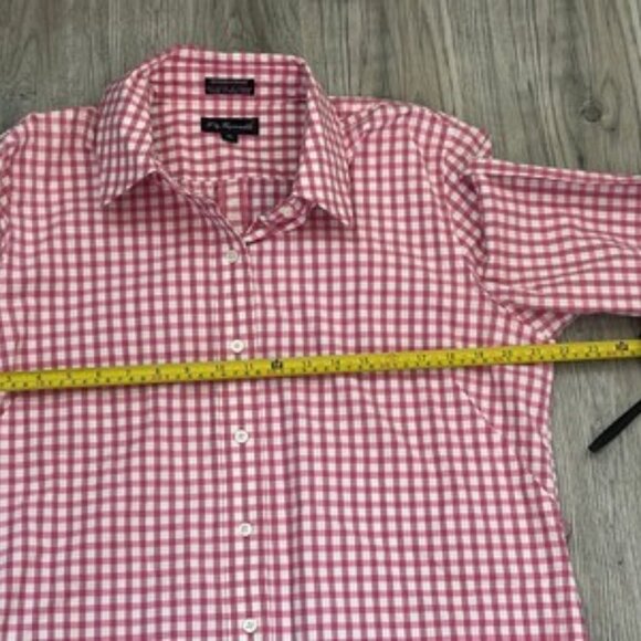 F. by Faconnable Pink Gingham Midi Shirt Dress Button Down Cotton Blend Size XL - Picture 10 of 12